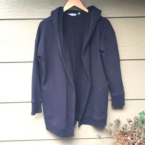 Athleta Black Sweatshirt Fleece Open Front Hooded Cardigan Women’s Size XS